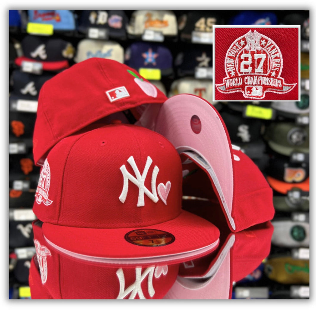 New York Yankees Red/Heart/Apple Logo Pink UV