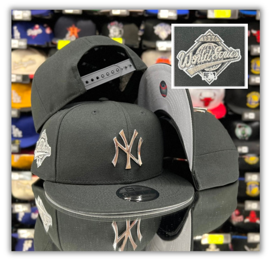 New York Yankees Bk/Silver Metal Logo/96WS-Snapback