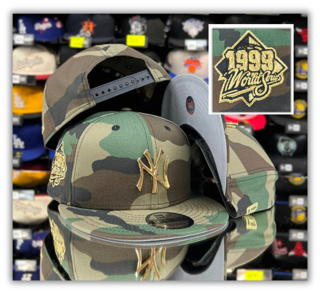 New York Yankees Camo/Gold Metal Logo/99WS-Snapback