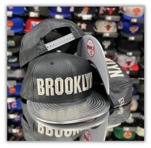 Retro-BROOKLYN Bk/Silver PU Leather-Snapback