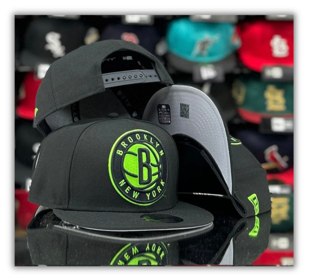 Brooklyn Nets Bk/Big Neon Green Lg-Snapback