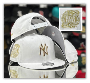 New York Yankees Wh/Gold Metal Lg/Subway Patch Snapback