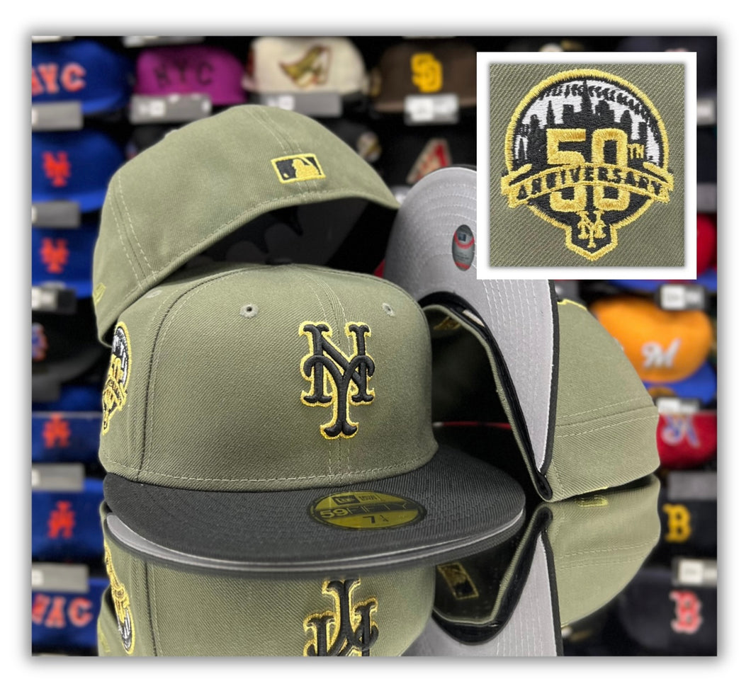New York Mets Olive/Bk 2T/50Th/Grey UV