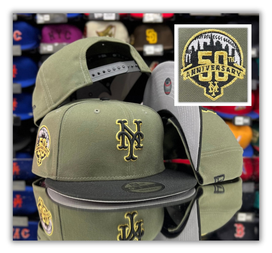 New York Mets Olive/Bk 2T/50Th-Snapback