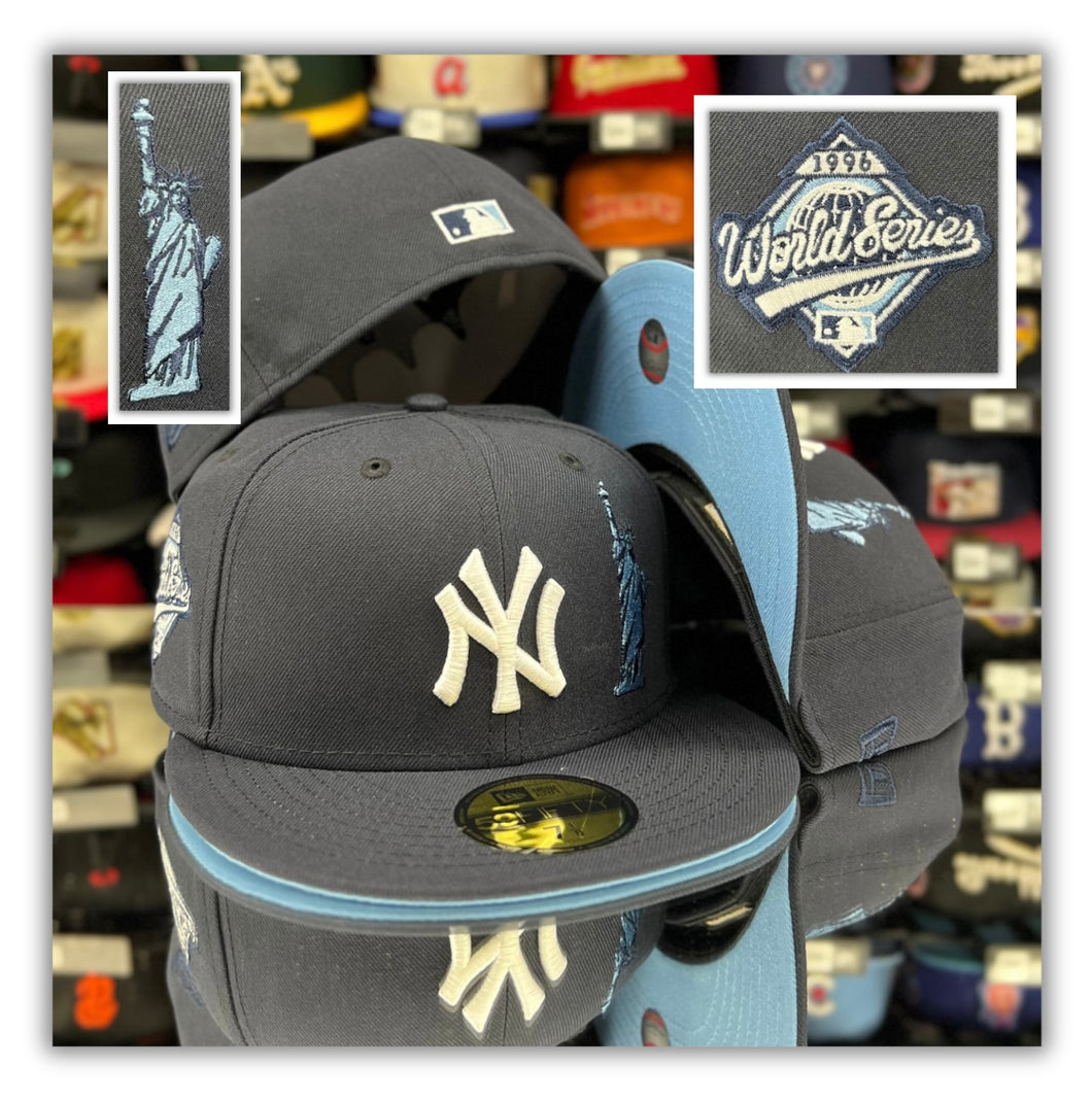 New York Yankees Navy-Statue of Liberty/96 Patch/Sky Blue UV