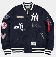 Load image into Gallery viewer, NEW YORK YANKEES X ALPHA X NEW ERA MA-1 BOMBER JACKET (NAVY)
